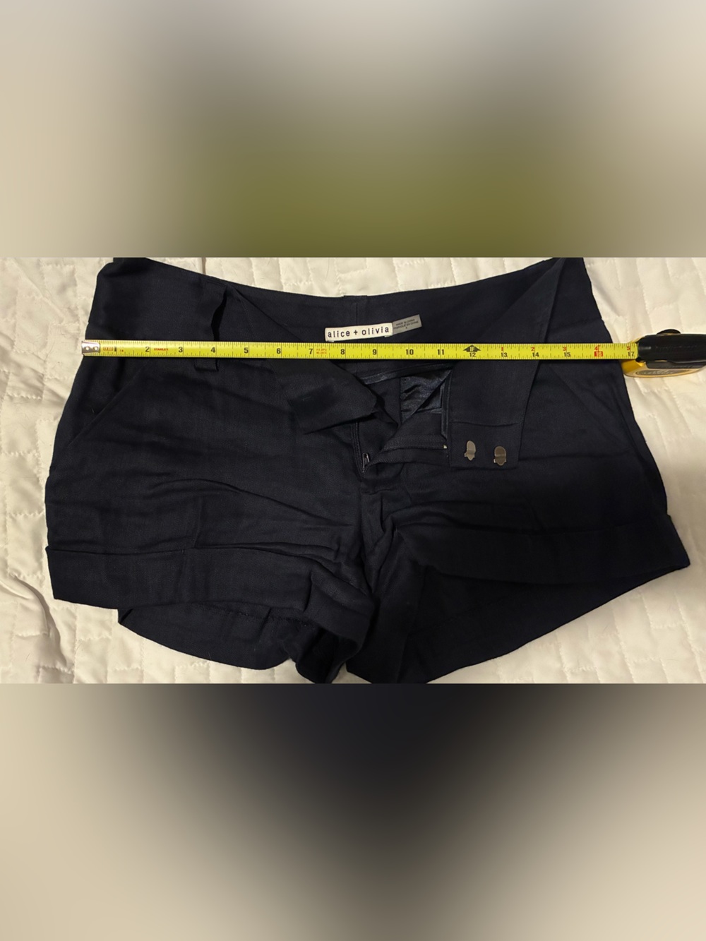 Alice + Olivia Dark Navy Low-Waist Tailored Shorts
